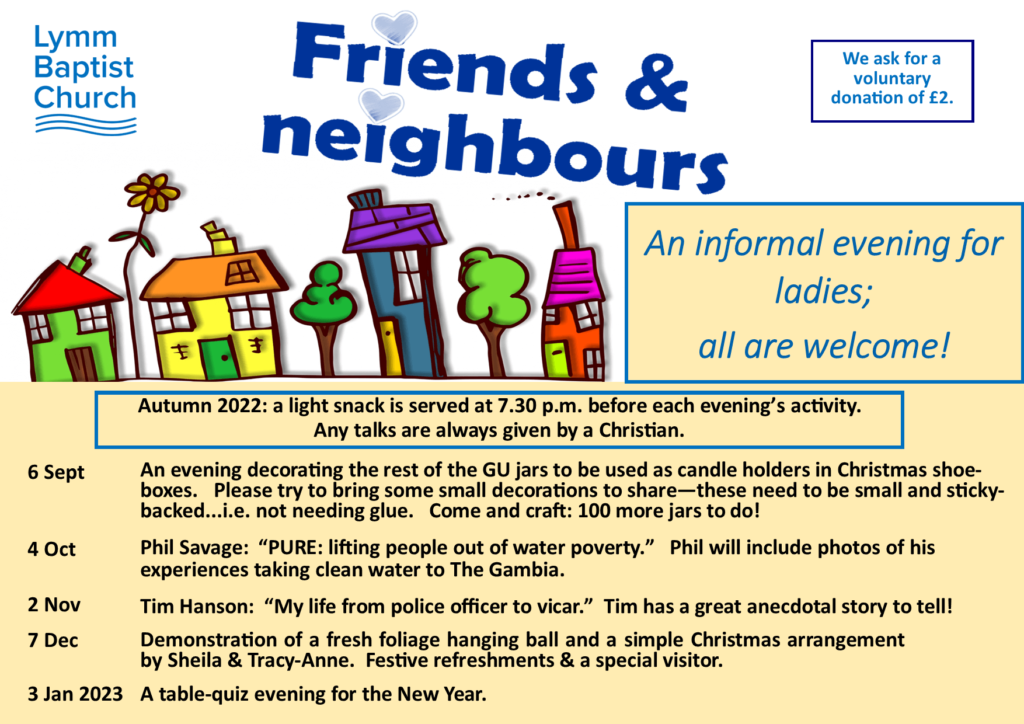 Friends & Neighbours Autumn programme